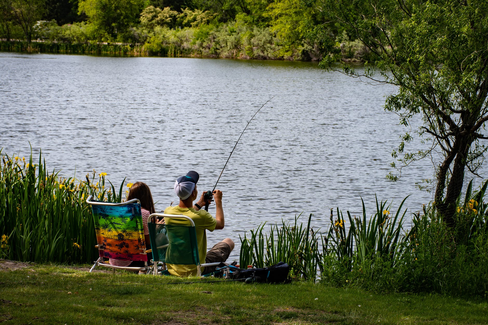 fishing man wearing yellow shirt