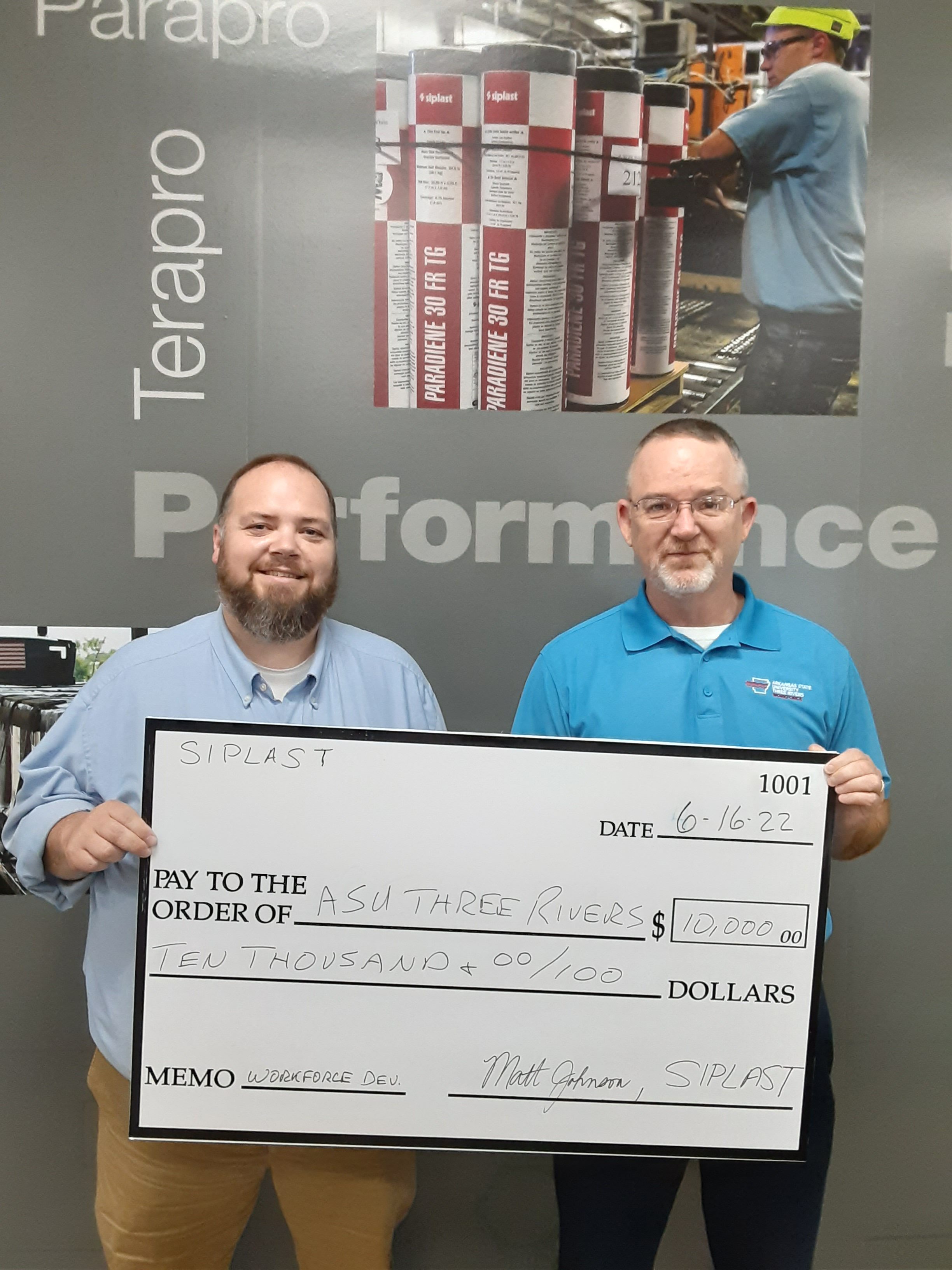 Siplast donates $10K to ASU Three Rivers for CAST training lab