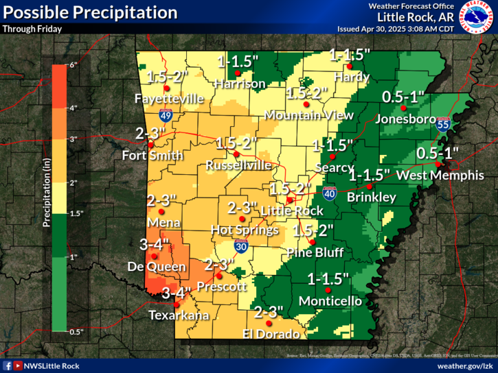 Flood Watch on for Southwest Arkansas as area set to receive heavy rain