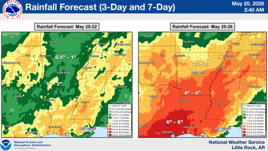Rain in forecast daily through next week; South Arkansas set to get the ...