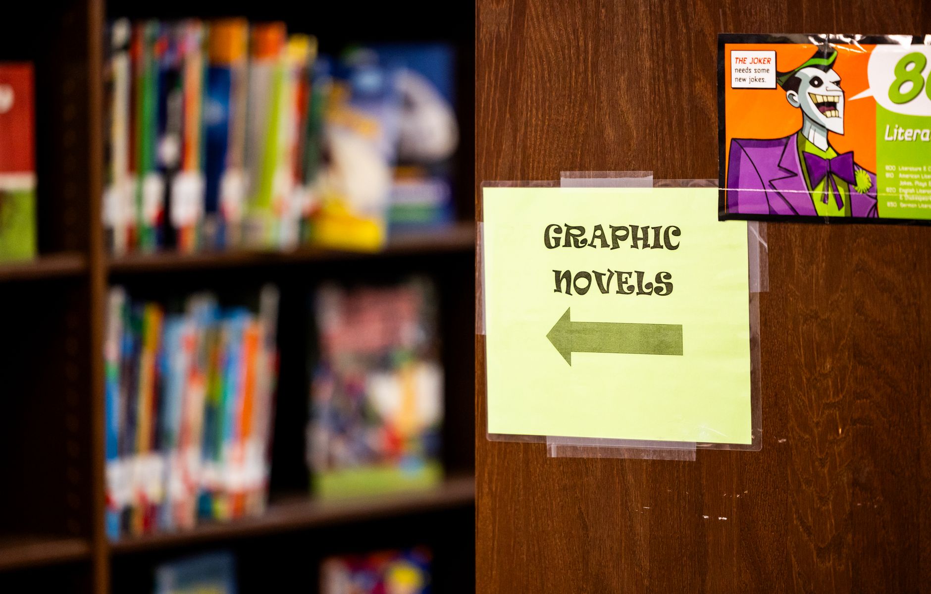 graphic novel section in library